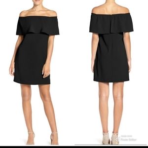 Charles Henry Black Off the Shoulder Mini Dress